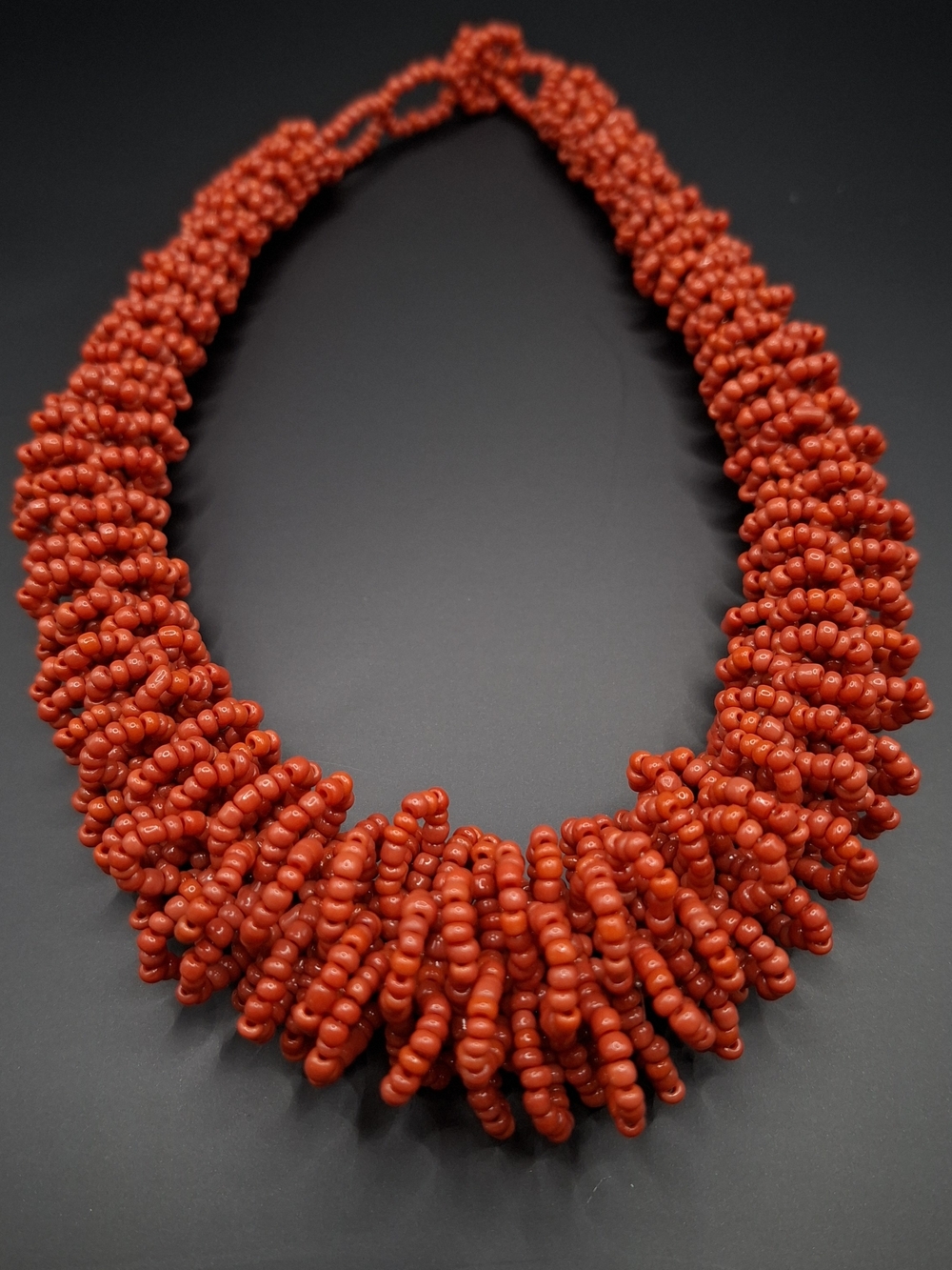 Red Beaded Statement Necklace